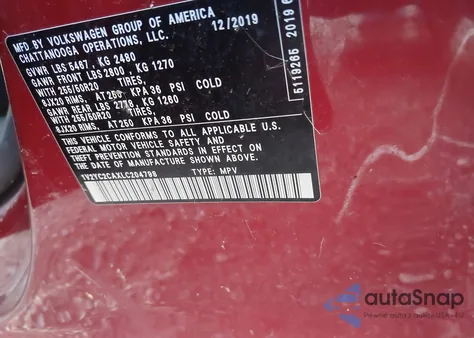 2020 Volkswagen Atlas Cross Sport 2.0T Se W/Technology/2.0T Se W/Technology R-Line z USA, uszkodzony, nr VIN 1V2YC2CAXLC204798